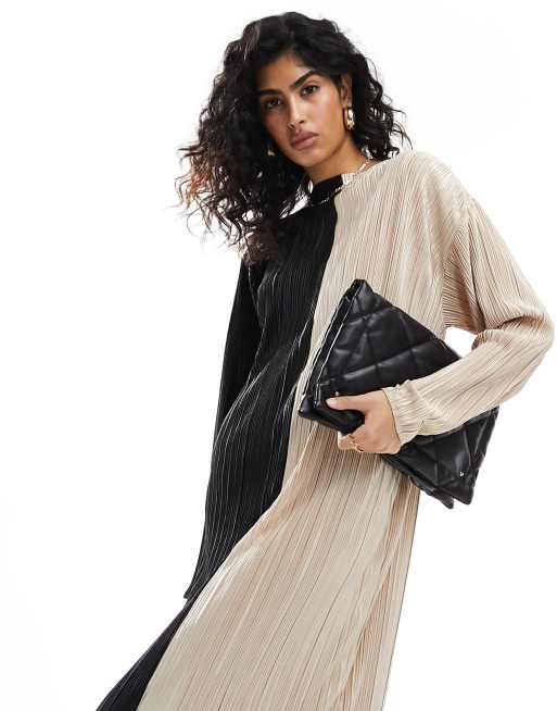 asos design long sleeve satin plisse maxi dress ASOS Design - Maxi Dress - Women - Polyester - 2 US
