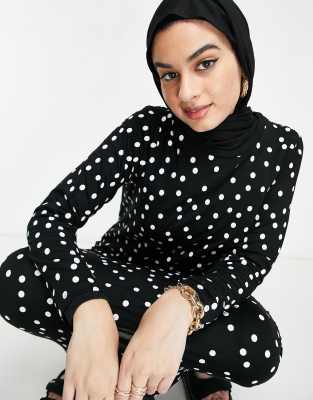 asos black and white spotty dress