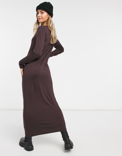 Brown long sleeve store t shirt dress