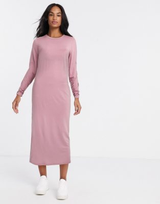 pink long sleeve t shirt dress