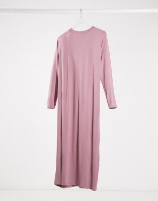 pink long sleeve t shirt dress