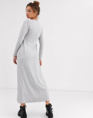 grey long sleeve t shirt dress