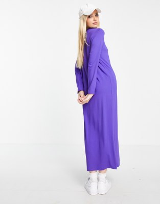 purple long sleeve t shirt dress