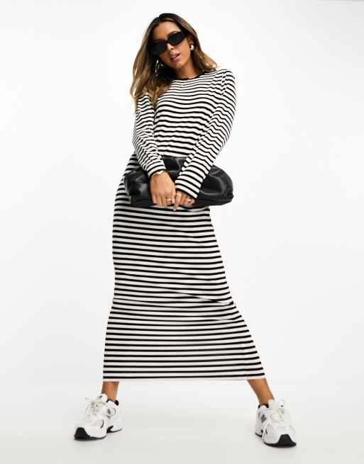 ASOS DESIGN long sleeve maxi t shirt dress in stripe