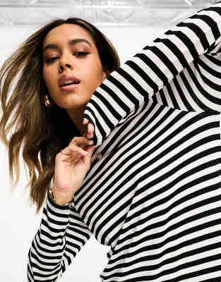 ASOS DESIGN long sleeve maxi t-shirt dress in stripe | ASOS