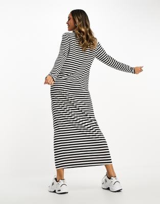 ASOS DESIGN long sleeve maxi t-shirt dress in stripe | ASOS