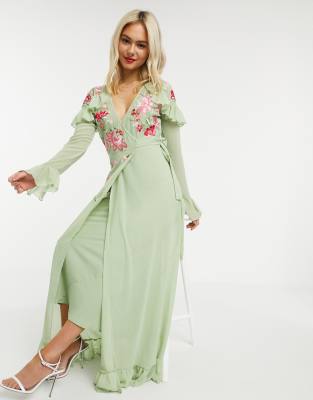 asos sage green dress