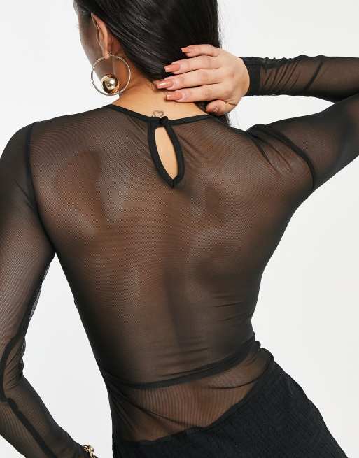 asos black mesh dress Black on Black 80s Vintage Beaded Dress with Sheer Neckline – Proud Mary  Fashion main image 0