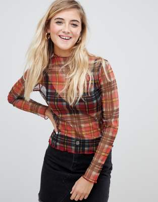 plaid mesh top