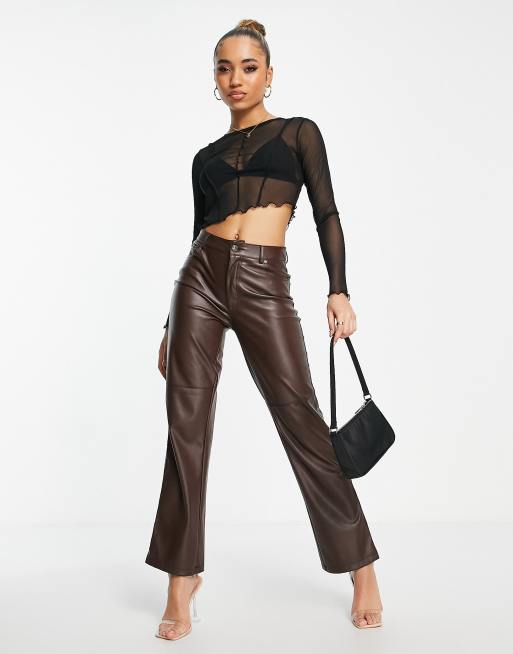 ASOS DESIGN double layer mesh crop top in black