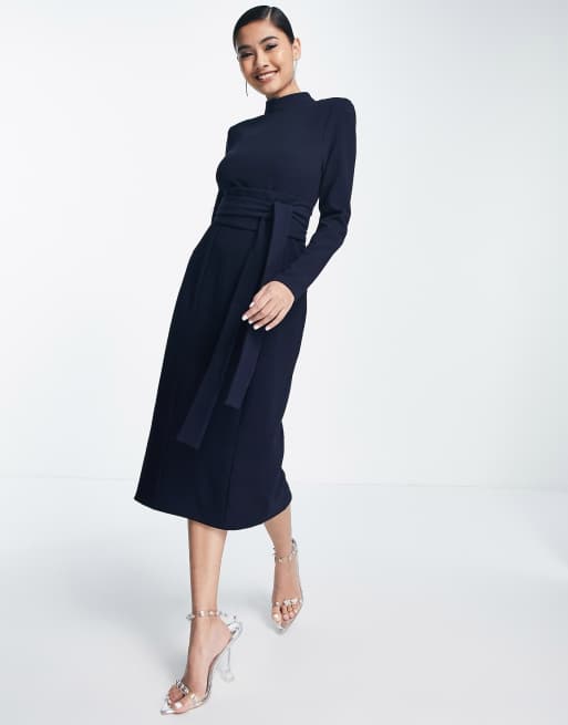 Asos navy clearance dress