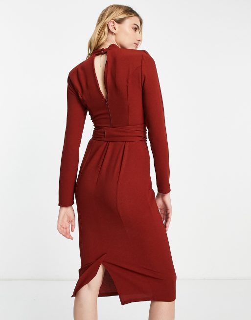 Asos red outlet long sleeve dress