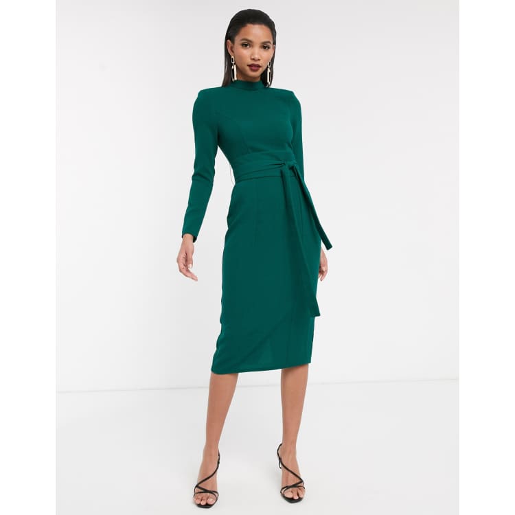 ASOS DESIGN long sleeve midi dress with obi belt | ASOS
