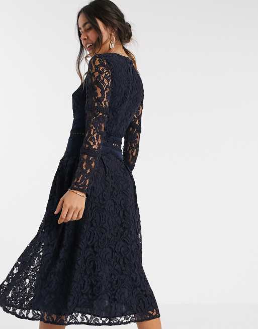 Asos long sleeve outlet lace midi prom dress