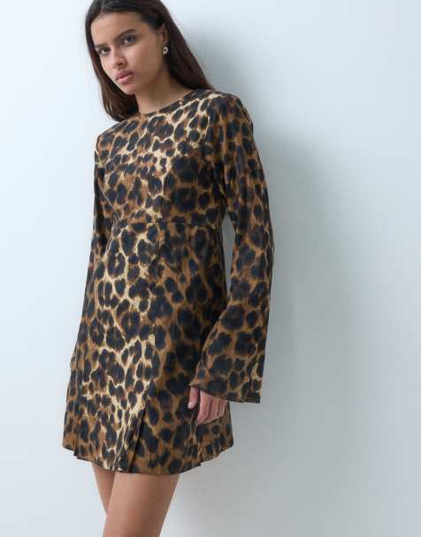 ASOS DESIGN long sleeve mini dress in animal print