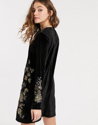 black dress with gold embroidery