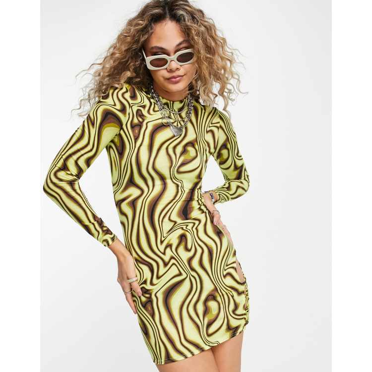 Asos yellow zebra dress sales