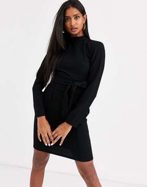 ASOS DESIGN long sleeve mini dress with obi belt | ASOS