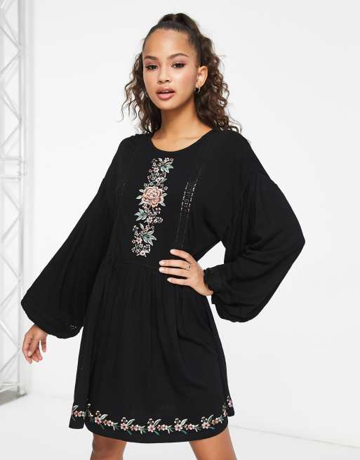 Black embroidered outlet dress uk