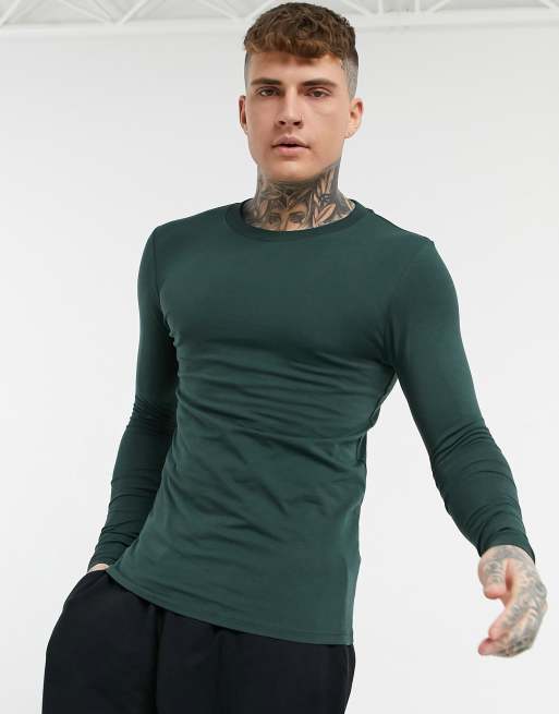 Dark green long shop sleeve t shirt