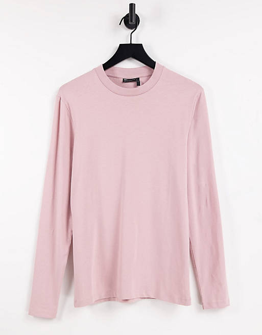ASOS DESIGN long sleeve muscle fit T-shirt in washed peach