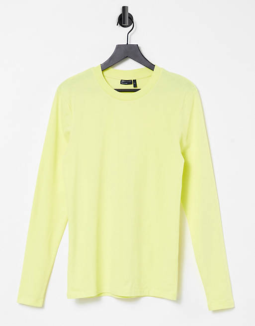 ASOS DESIGN long sleeve muscle fit t-shirt in yellow | ASOS