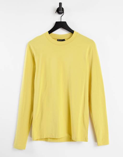 Tight yellow cheap long sleeve shirt