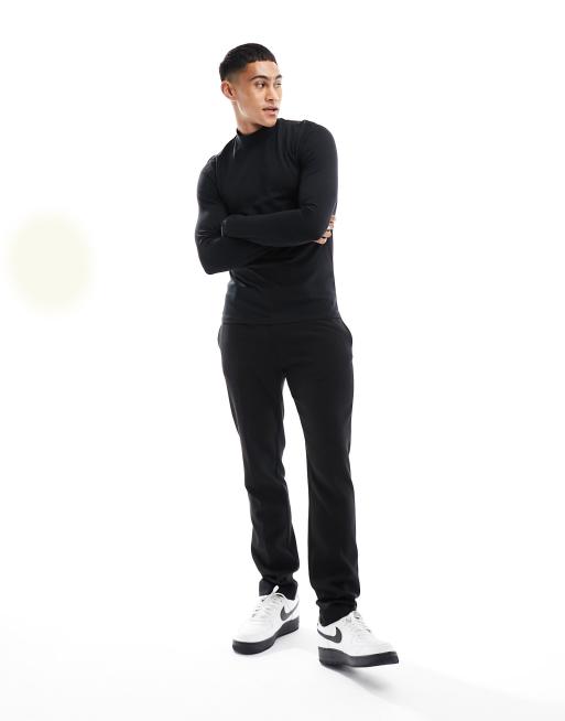 ASOS DESIGN long sleeve muscle T-shirt with turtleneck in black