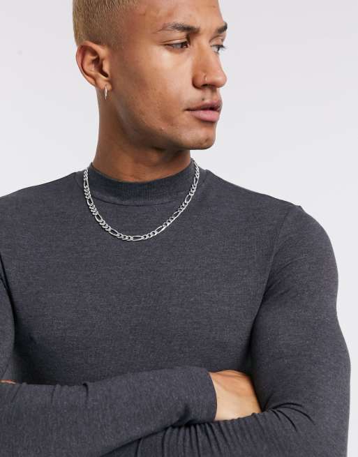 ASOS DESIGN long sleeve muscle-fit turtleneck in gray marl | ASOS