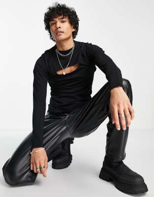 ASOS DESIGN long sleeve muscle t-shirt with shrug and turtle in