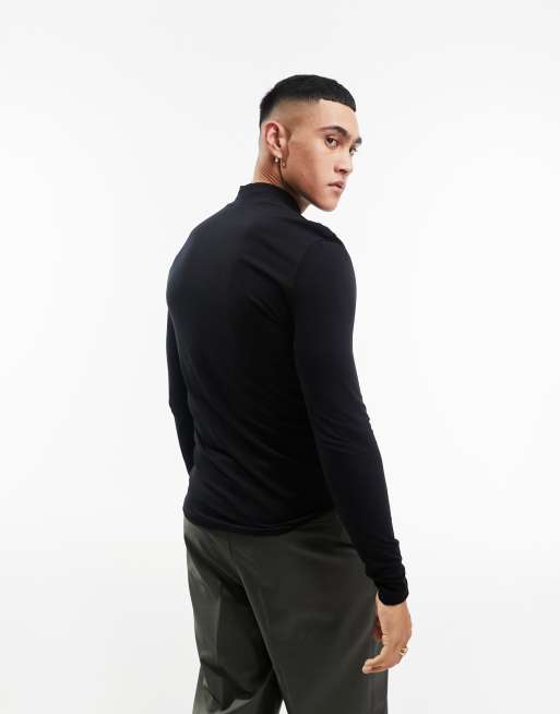 ASOS DESIGN long sleeve muscle t-shirt with turtleneck in black, 4 of 5