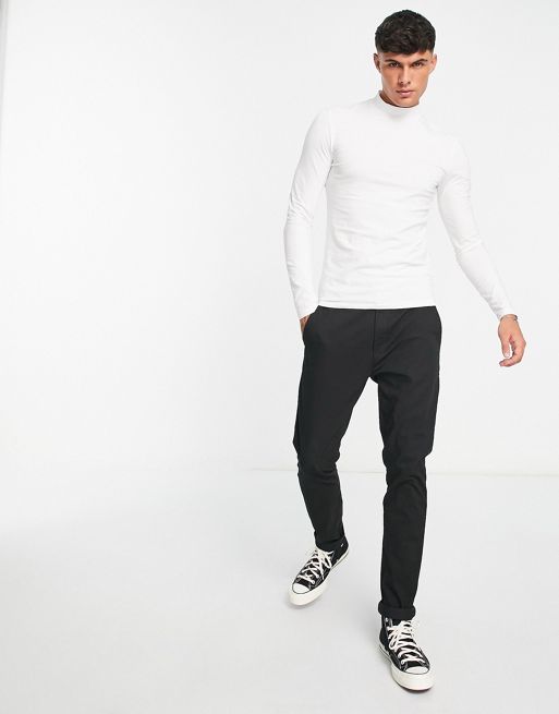 ASOS DESIGN long sleeve muscle T-shirt with turtleneck in black