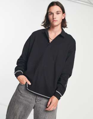 Torrie Oversized Polo Top - Black