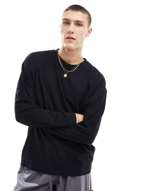 ASOS DESIGN long sleeve oversized t-shirt in black