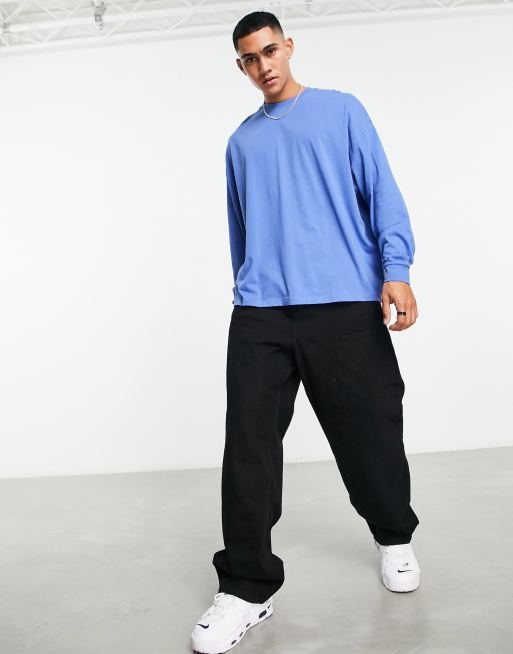 ASOS DESIGN Tall oversized long sleeve T-shirt NFL New York Giants in blue