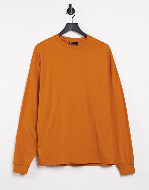 ASOS DESIGN organic long sleeve oversized t-shirt in burnt orange