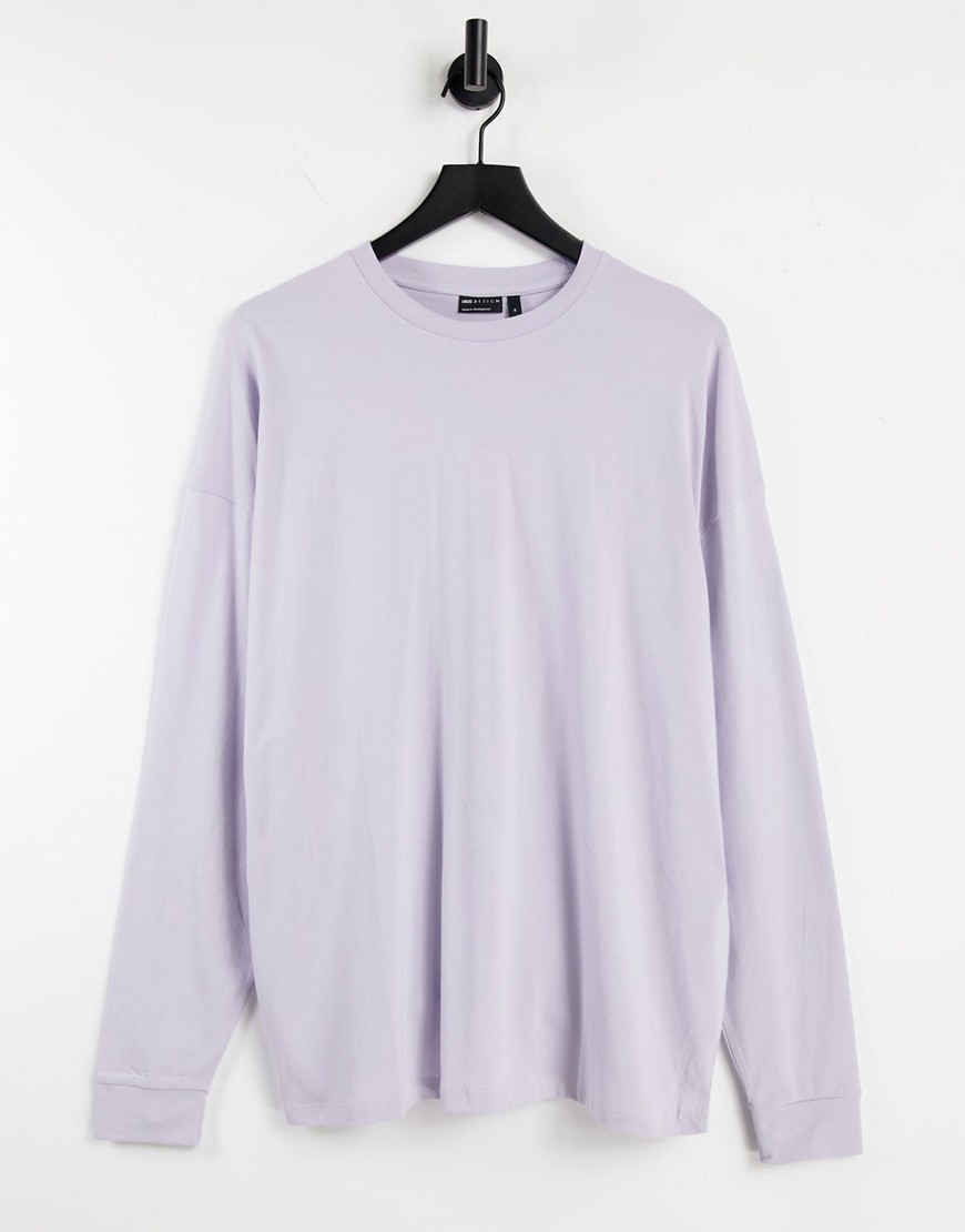 ASOS DESIGN long sleeve oversized t-shirt in lilac-Purple