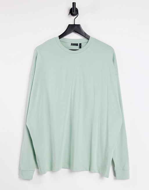 ASOS DESIGN organic long sleeve oversized t-shirt in pastel green