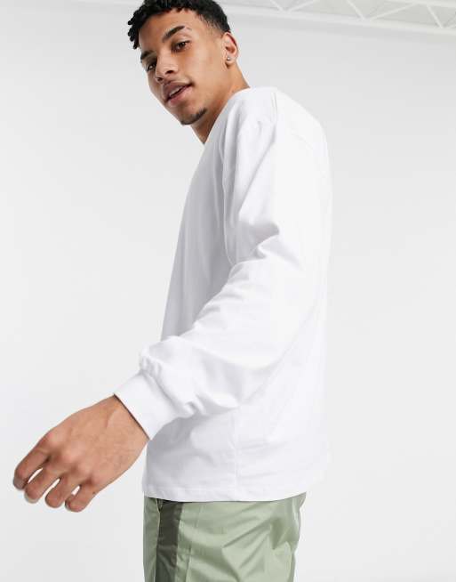 ASOS DESIGN long sleeve oversized t-shirt in white - WHITE