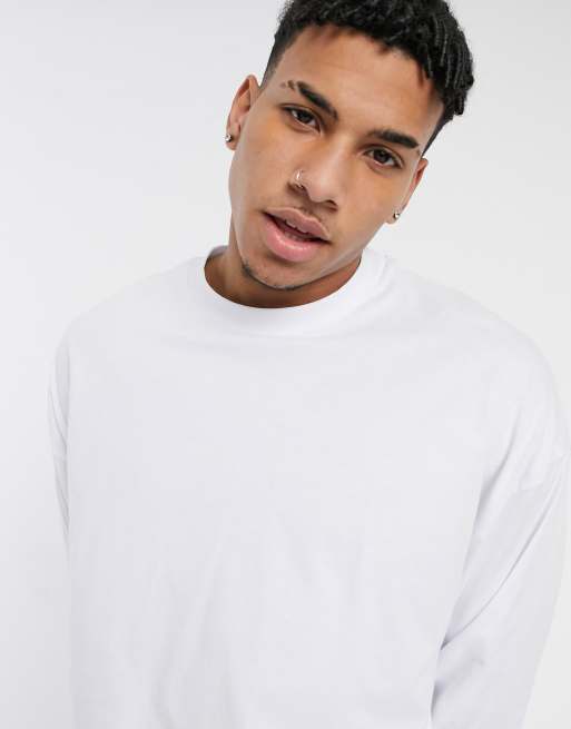 ASOS DESIGN long sleeve oversized t-shirt in white - WHITE