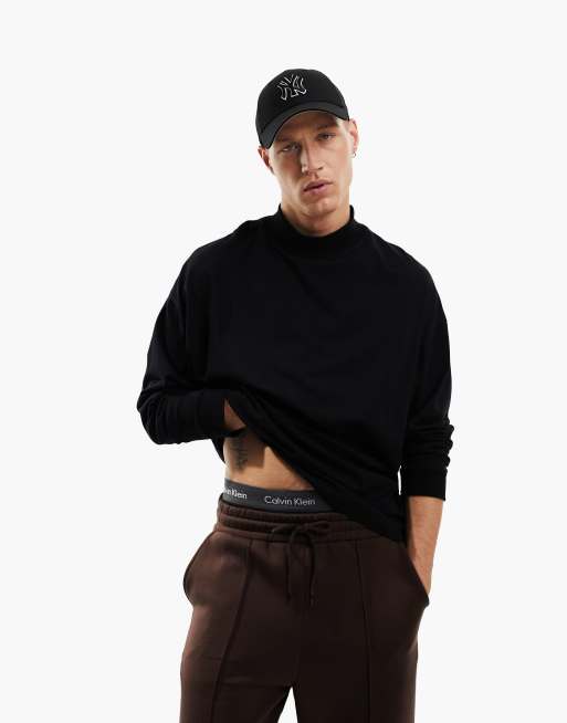ASOS DESIGN long sleeve oversized t-shirt with turtle neck in black