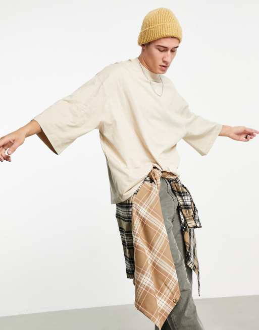 ASOS Oversized Long Sleeve T-shirt With Wide Sleeve in Natural for Men