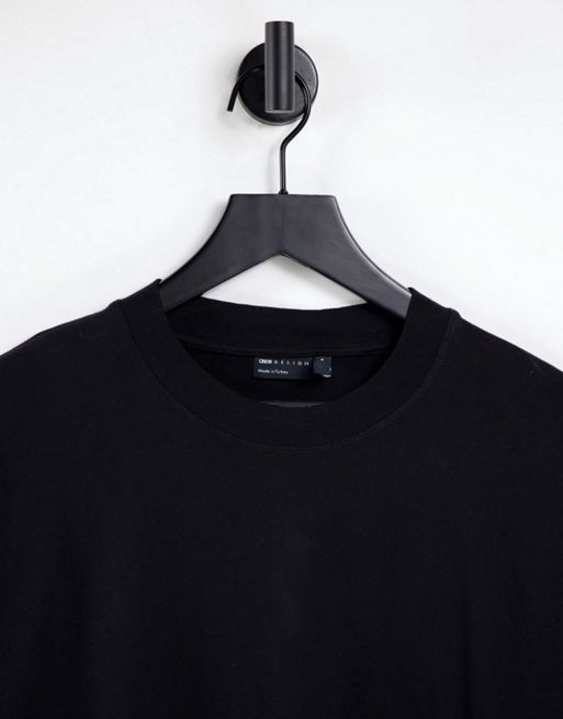 ASOS DESIGN oversized long sleeve baseball jersey shirt in black - BLACK
