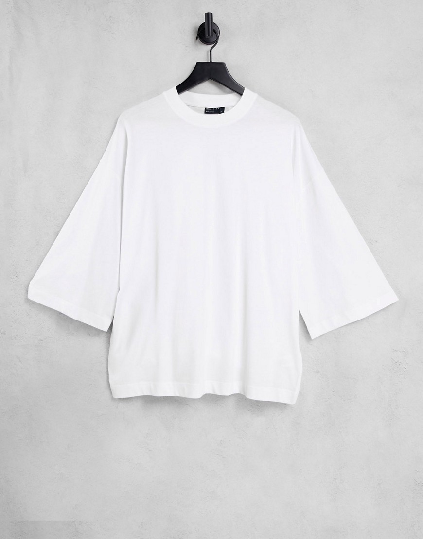 ASOS DESIGN long sleeve oversized t-shirt with wide sleeve in white