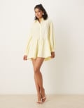 [ASOS DESIGN] ASOS DESIGN long sleeve pep hem shirt dress in lemon-Yellow 4 Lemon