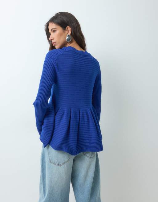 ASOS DESIGN long sleeve peplum sweater in gray, 4 of 5
