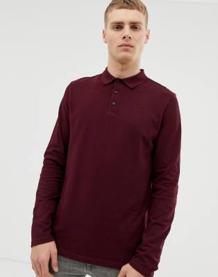 maroon long sleeve polo