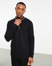 ASOS Design Long Sleeve T-Shirt in Blue Waffle with New York City Print