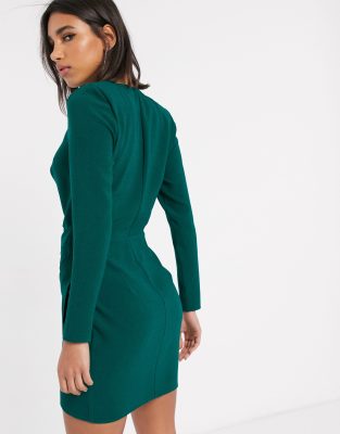 long sleeve teal dress