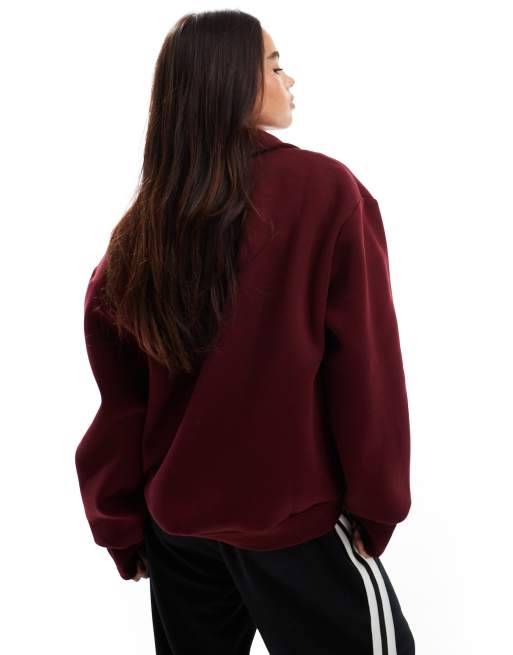 ASOS DESIGN long sleeve polo sweatshirt in burgundy